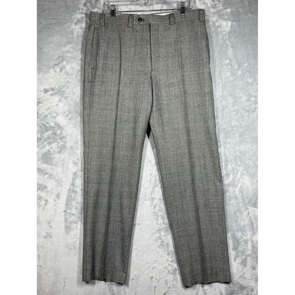 Lauren Ralph Lauren Mens Plaid Wool Flannel Dress Pants Gray 36x32 - Picture 1 of 8